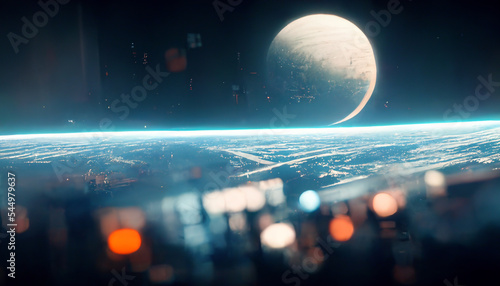 Fototapeta Naklejka Na Ścianę i Meble -  Space Station, Exterior View, Science and Technology, generative AI