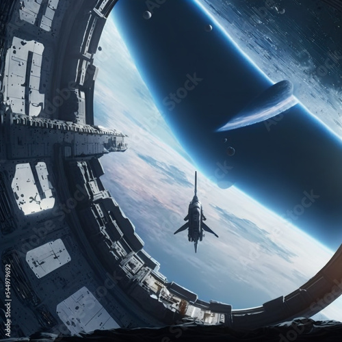 Fototapeta Naklejka Na Ścianę i Meble -  Space Station, Exterior View, Science and Technology