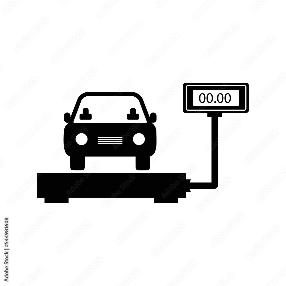 Heavy car weighing scale icon | Black Vector illustration |
