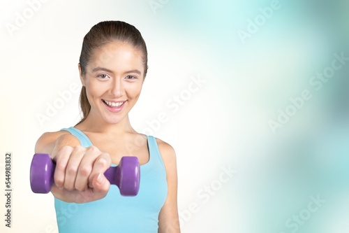 Young happy woman ready for sport training