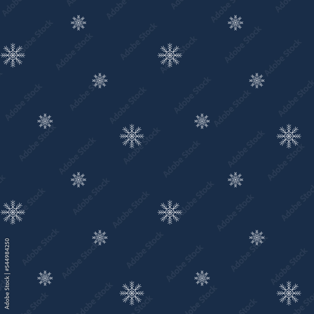 New Year's seamless pattern. Snowflakes on a dark blue background. Christmas fabric pattern New Year's seamless pattern. Snowflakes on a dark blue background. Christmas fabric pattern
