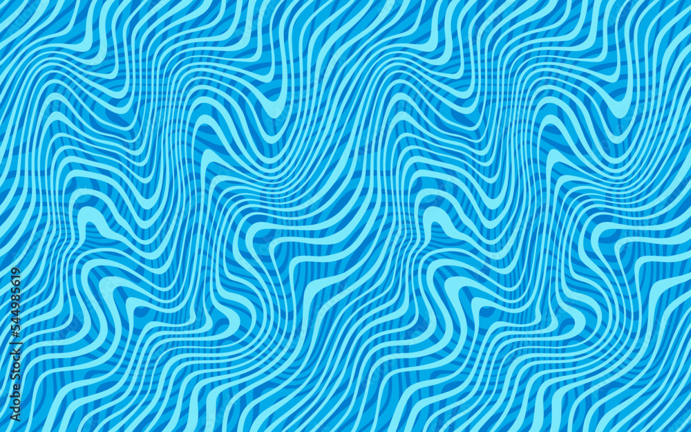 Wavy Seamless Water Pattern in Blue Color. Abstract Vector Swirl Background. Illustration of Flow Water Waves