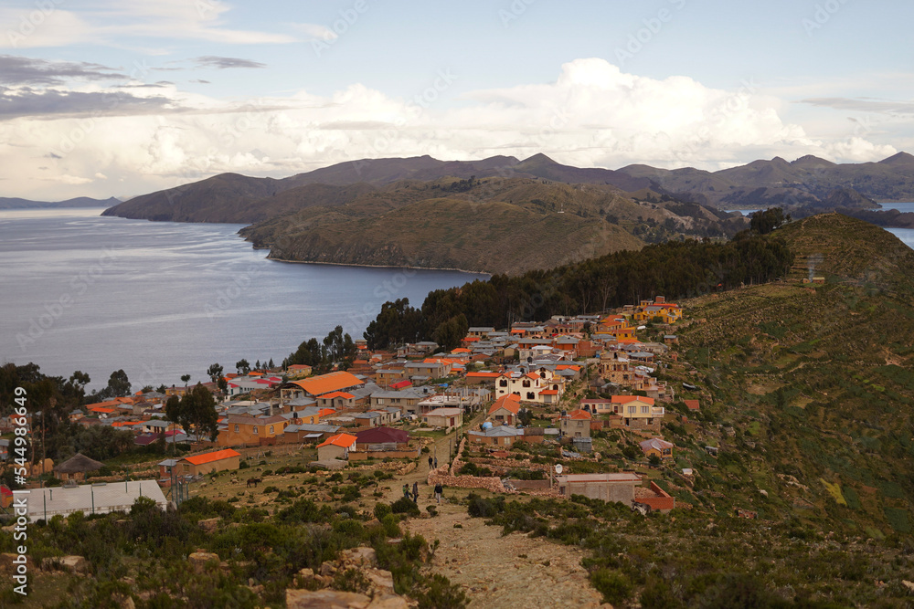 view of the city in Titicaca island Bolivia