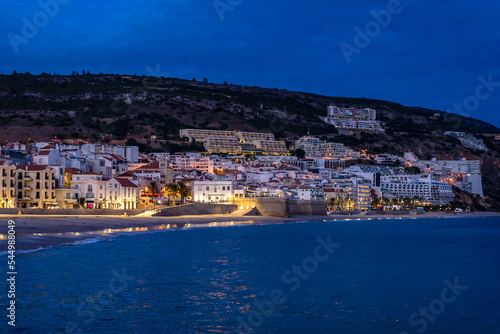 Evening in Sesimbra coast town in Portugal photo