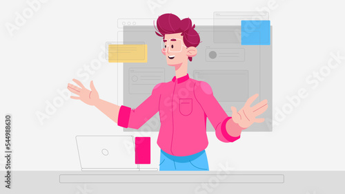 Office character design, working process, office, startup 