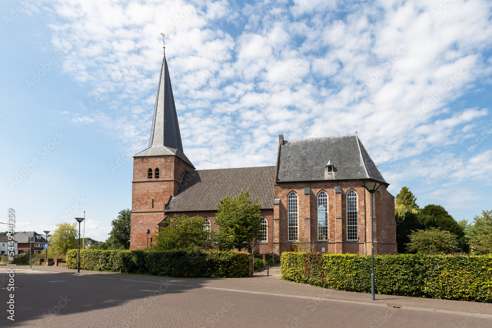 Reformed Gothic style church in the center of the rural Dutch village of Groesbeek in Gelderland. Reformed Gothic style church in the center of the rural Dutch village of Groesbeek in Gelderland.