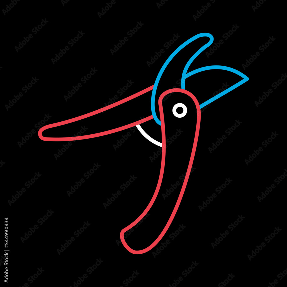 Pruning scissors, garden secateurs vector icon Pruning scissors, garden secateurs vector icon
