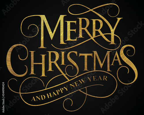 Merry Christmas and happy new year golden calligraphy design banner