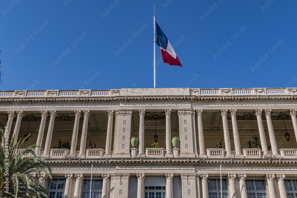 Obraz premium View of Prefecture Palace (Palais de la Prefecture) - former royal palace of the Dukes of Savoy built in the 17th century. Nice, French Riviera, France.