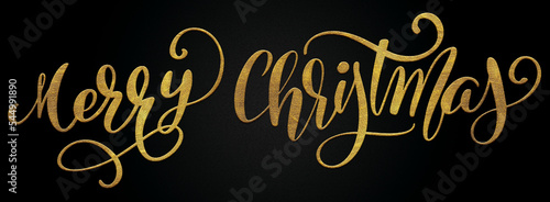 Merry Christmas golden calligraphy design banner