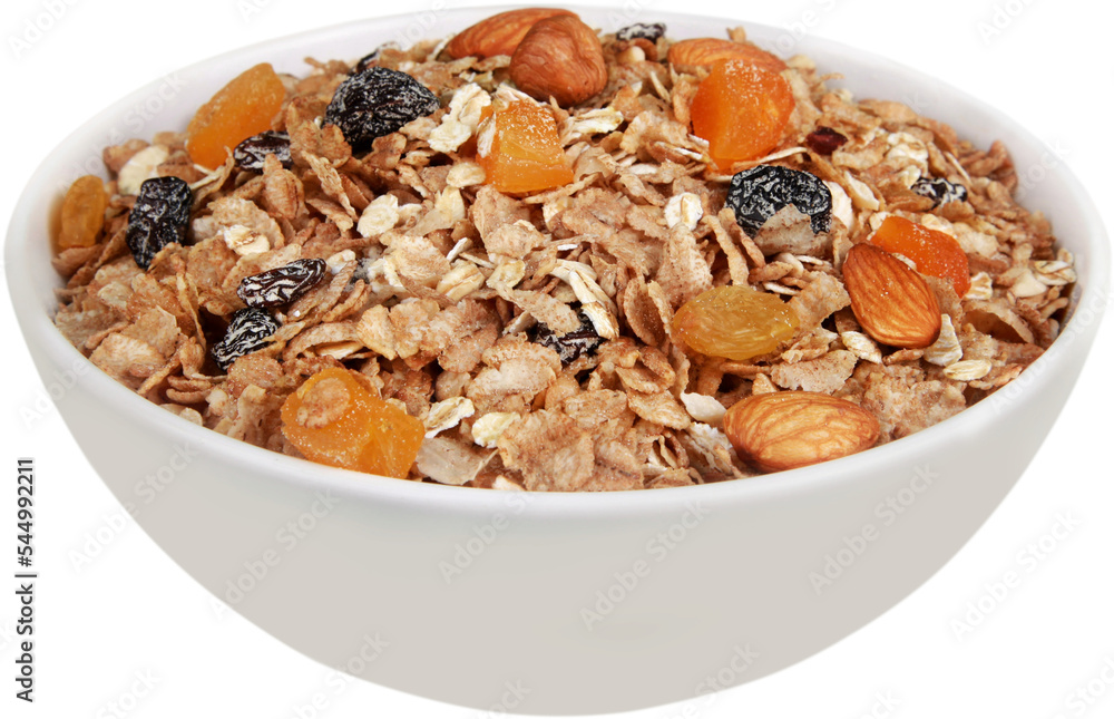 Bowl of granola and dried fruit