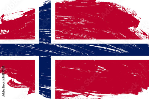 Distressed stroke brush painted norway flag on white background