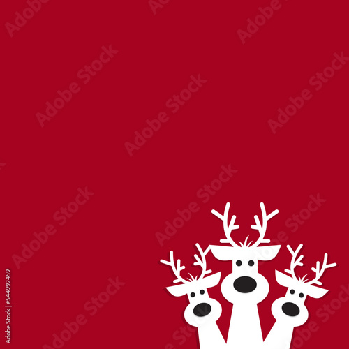 Cute reindeer on a red background. Christmas background, banner ,or card.