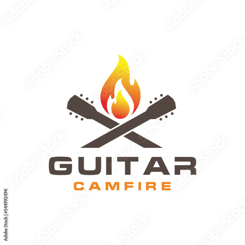 Guitar Camfire logo, Guitar and Bonfire logo