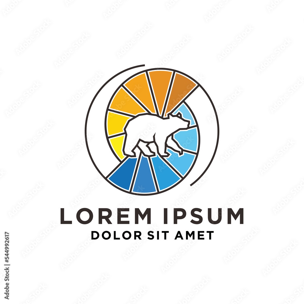 Bear and Solar Logo Design Bear and Solar Logo Design