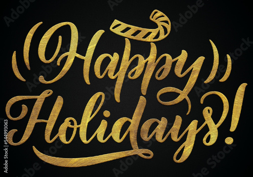 Happy holidays golden calligraphy design banner