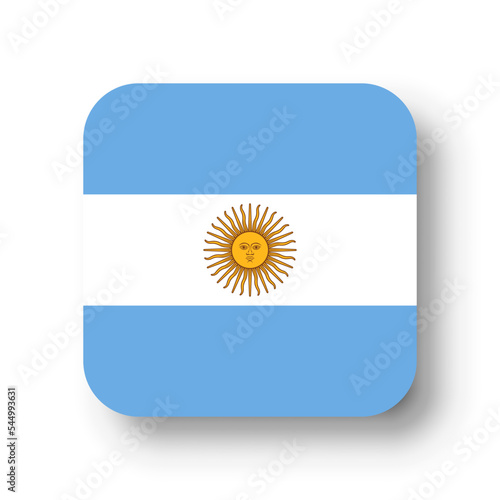 Argentina flag - flat vector square with rounded corners and dropped shadow.