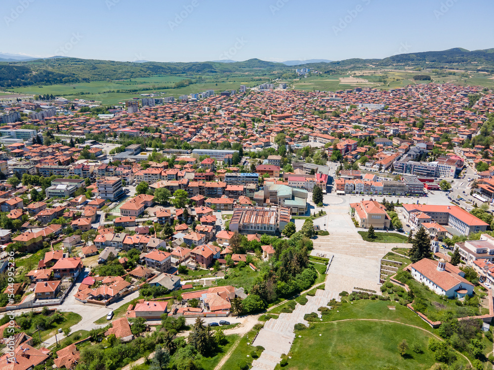 Aerial view of Historical town of Panagyurishte, Bulgaria