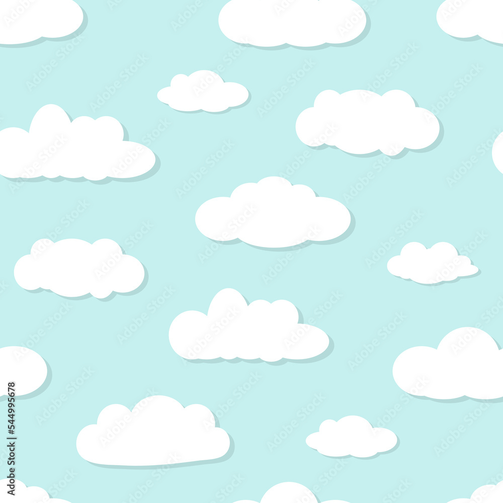 Clouds on blue sky seamless pattern