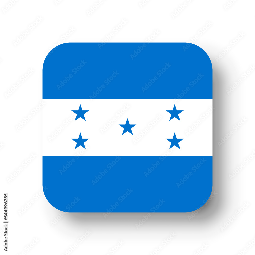 Honduras flag - flat vector square with rounded corners and dropped shadow. Honduras flag - flat vector square with rounded corners and dropped shadow.