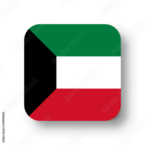 Free Download Kuwait flag - flat vector square with rounded corners and dropped shadow. - GFXLoad