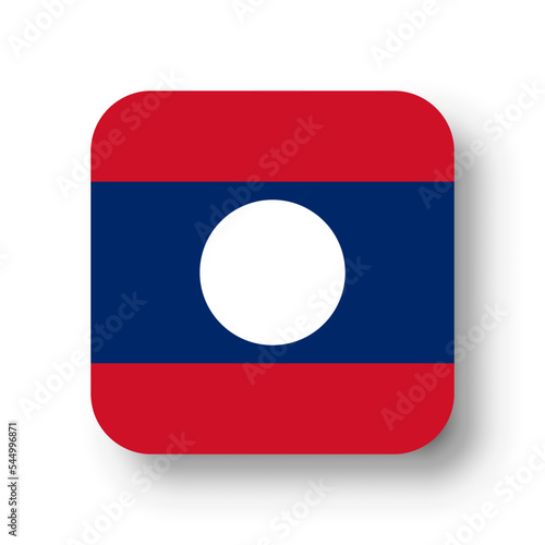 Free Download Laos flag - flat vector square with rounded corners and dropped shadow. - GFXLoad