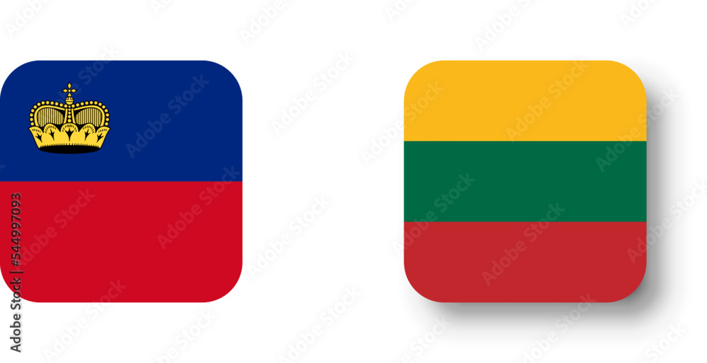 Obraz premium Lithuania flag - flat vector square with rounded corners and dropped shadow.