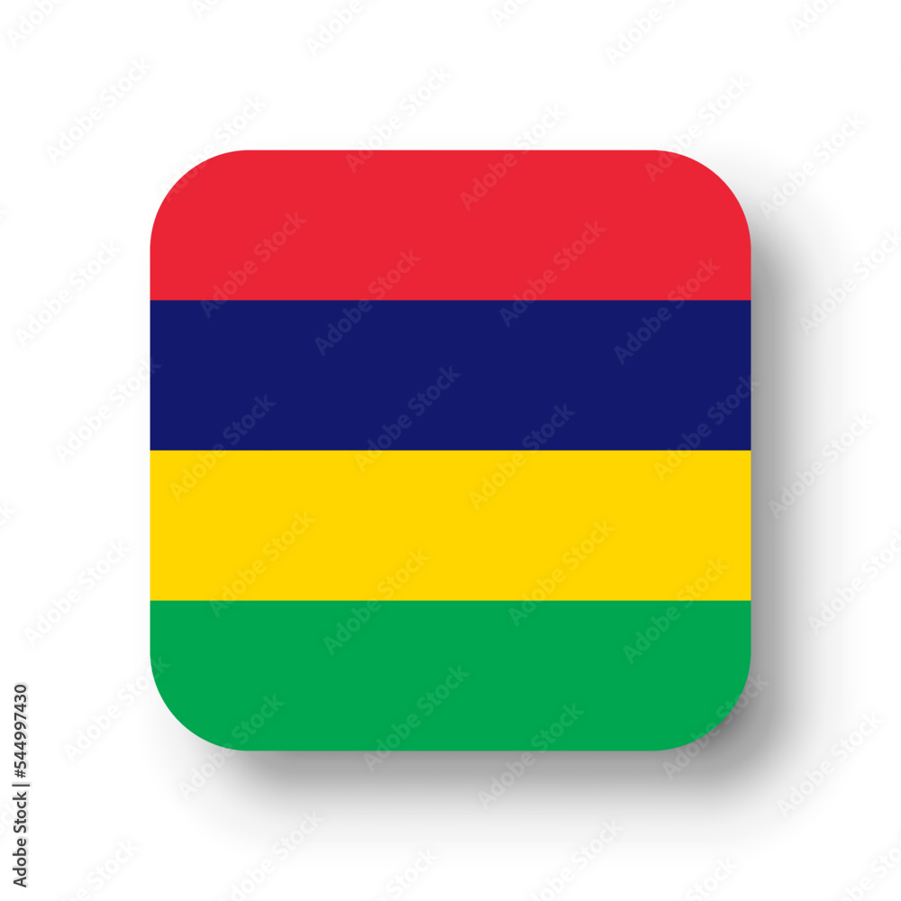 Mauritius flag - flat vector square with rounded corners and dropped shadow. Mauritius flag - flat vector square with rounded corners and dropped shadow.