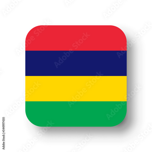 Free Download Mauritius flag - flat vector square with rounded corners and dropped shadow. - GFXLoad