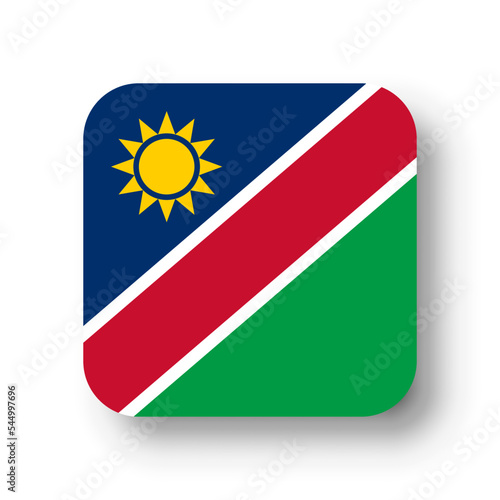Free Download Namibia flag - flat vector square with rounded corners and dropped shadow. - GFXLoad