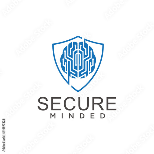 Secure Minded Logo, shield and brain technology logo