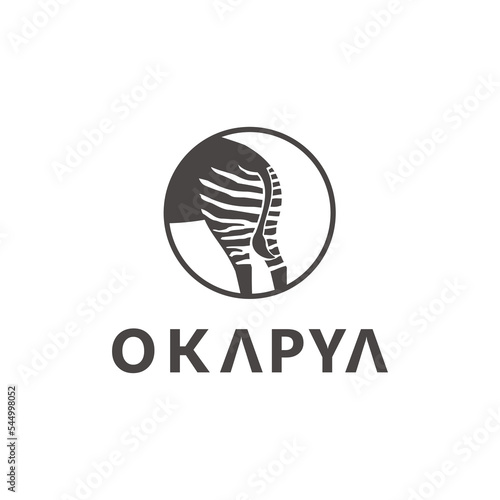 butt Zebra Logo Design. white animal with black stripes