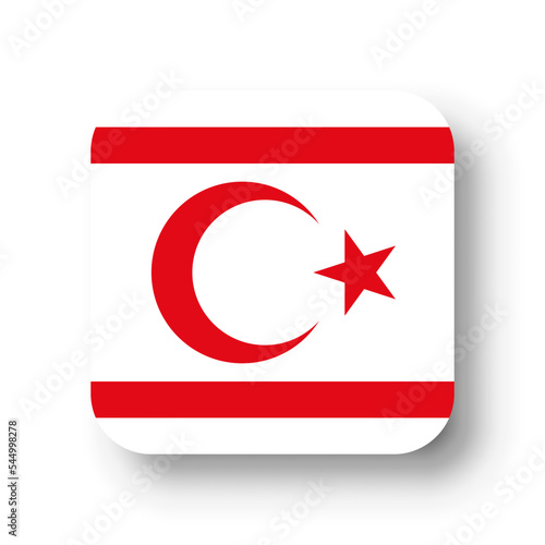 Free Download Northern Cyprus flag - flat vector square with rounded corners and dropped shadow. - GFXLoad