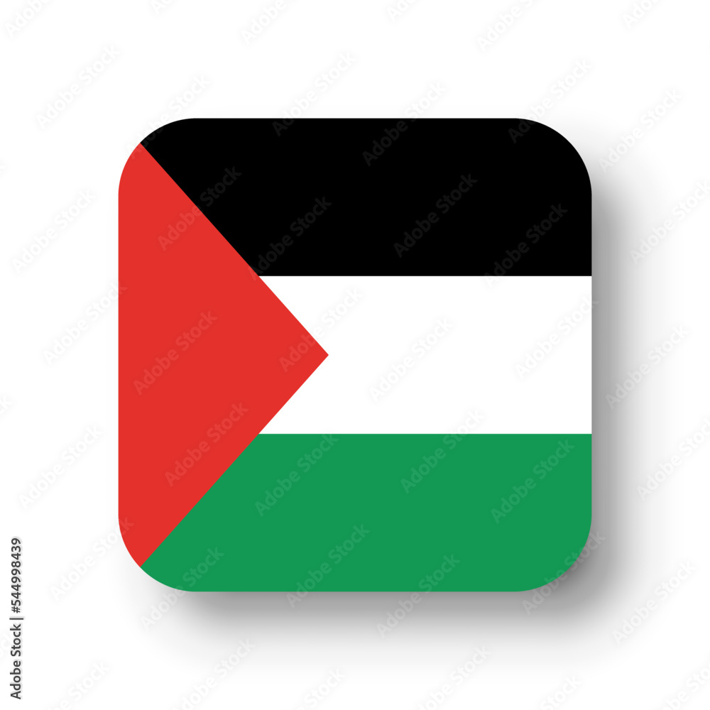 Palestine flag - flat vector square with rounded corners and dropped shadow. Palestine flag - flat vector square with rounded corners and dropped shadow.