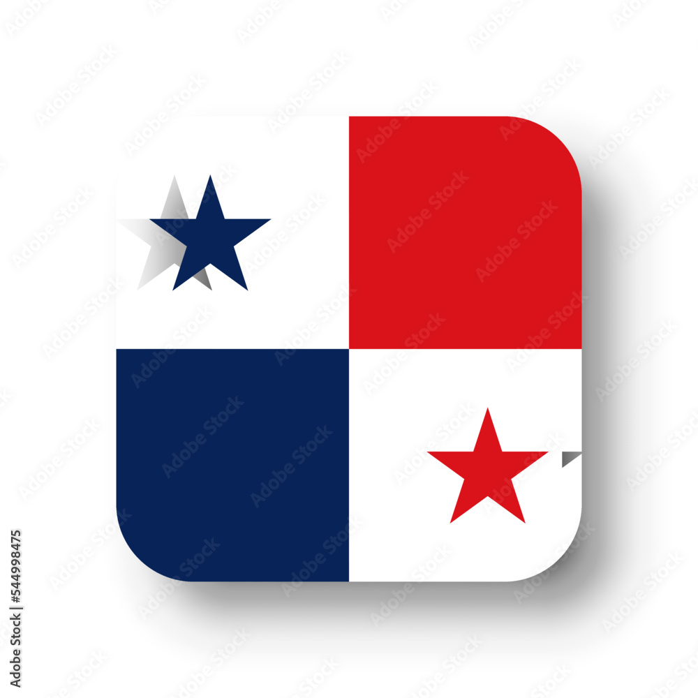Panama flag - flat vector square with rounded corners and dropped shadow. Panama flag - flat vector square with rounded corners and dropped shadow.