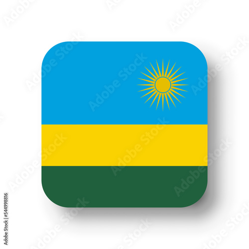 Free Download Rwanda flag - flat vector square with rounded corners and dropped shadow. - GFXLoad