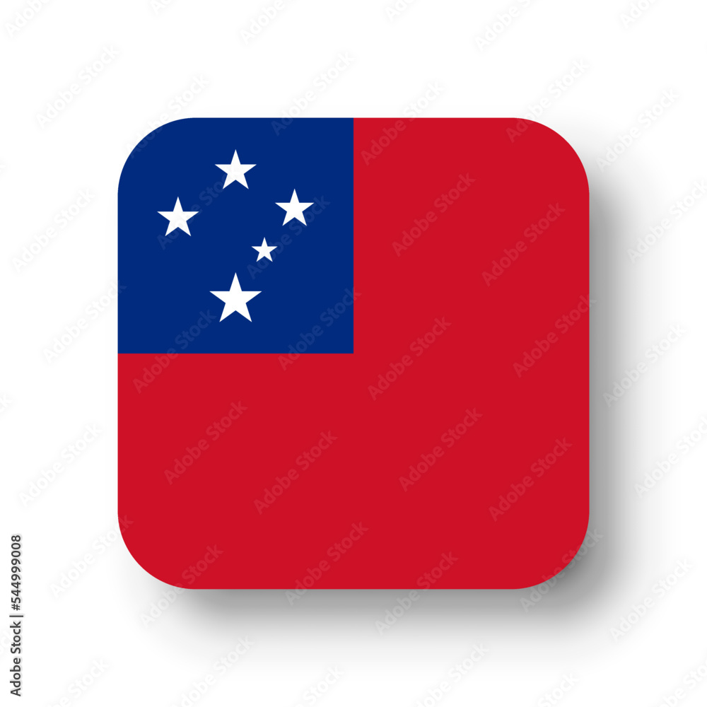 Samoa flag flat vector square with rounded corners and dropped shadow