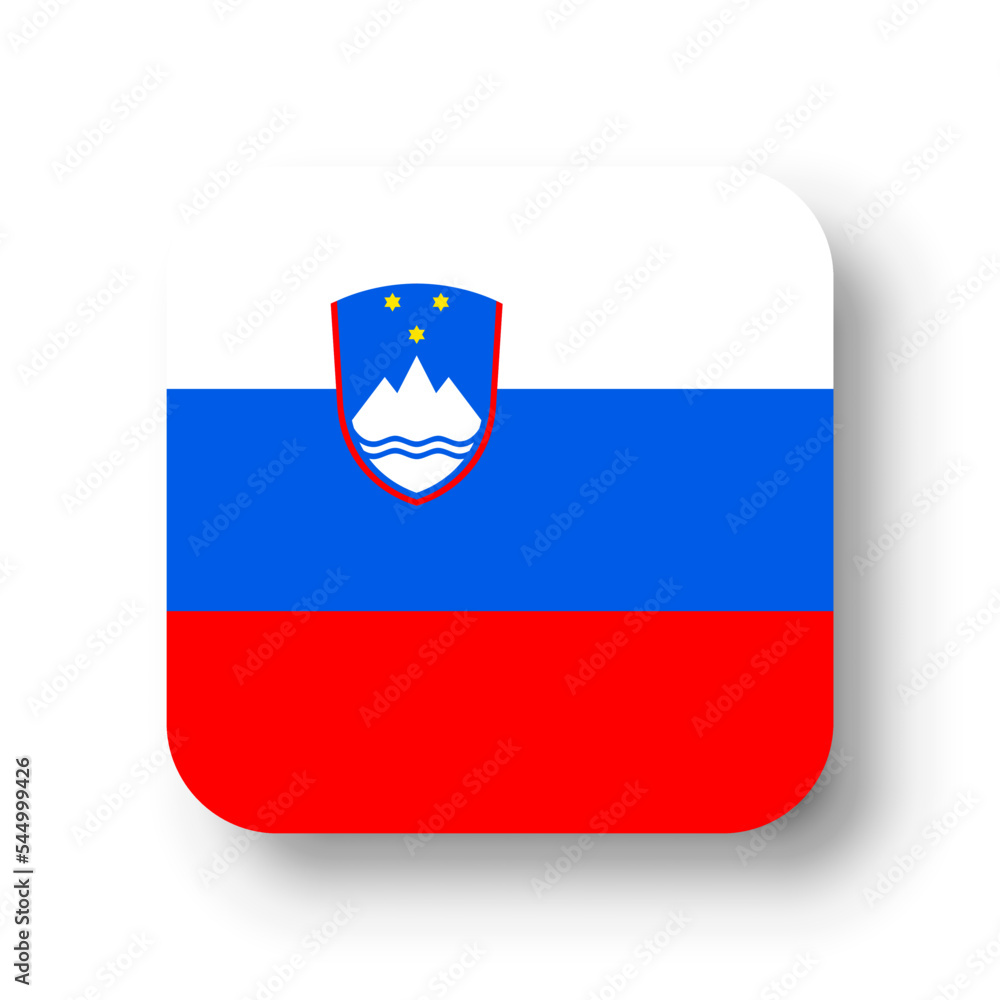 Slovenia flag - flat vector square with rounded corners and dropped shadow.