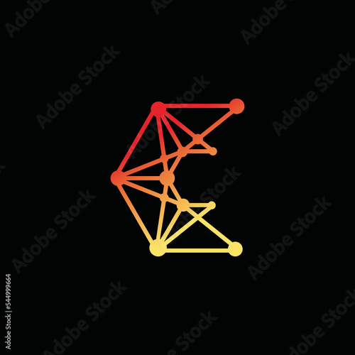 Letter C Molecule Logo, Bio tech Connect Dots Science Technology Logo Design