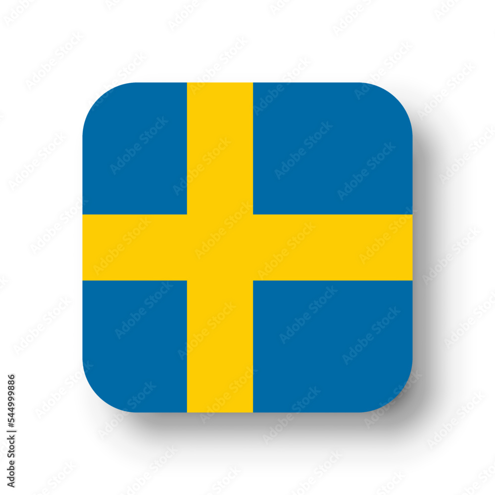 Sweden flag - flat vector square with rounded corners and dropped shadow. Sweden flag - flat vector square with rounded corners and dropped shadow.