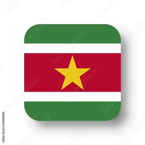 Free Download Suriname flag - flat vector square with rounded corners and dropped shadow. - GFXLoad