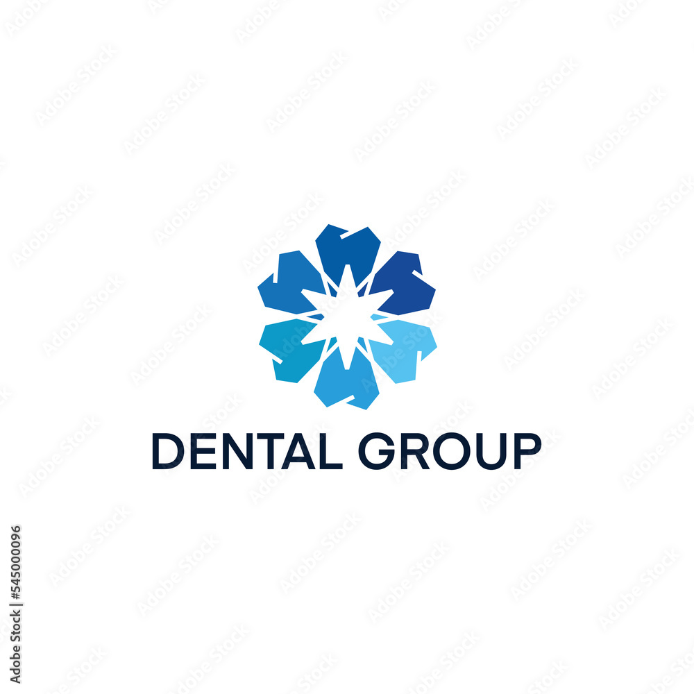Simple dental connection logo design template. Modern tooth group logo