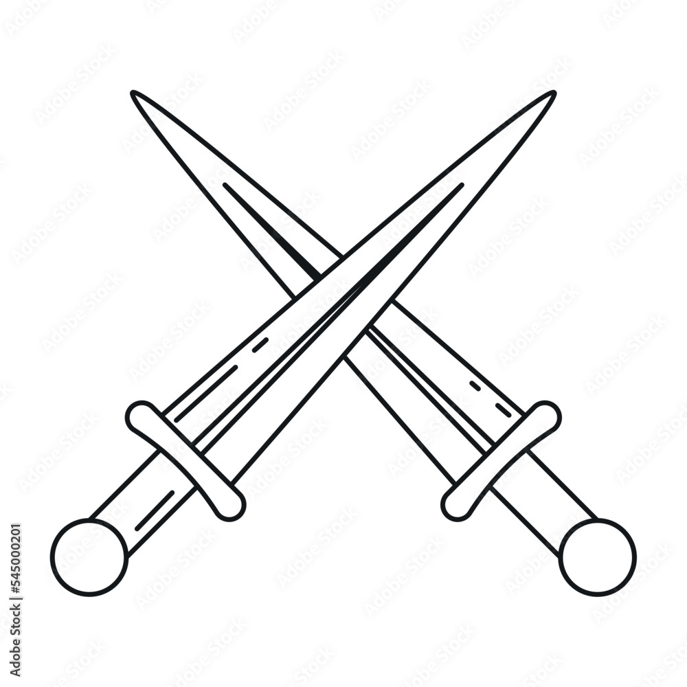 Isolated pair of dagger weapons medieval icon Vector Isolated pair of dagger weapons medieval icon Vector