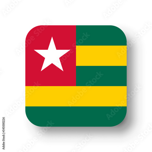 Togo flag - flat vector square with rounded corners and dropped shadow. Free Download Togo flag - flat vector square with rounded corners and dropped shadow. - GFXLoad