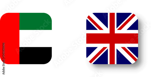 United Kingdom of Great Britain and Northern Ireland flag - flat vector square with rounded corners and dropped shadow.