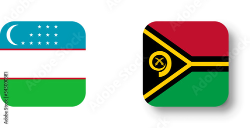 Vanuatu flag - flat vector square with rounded corners and dropped shadow.