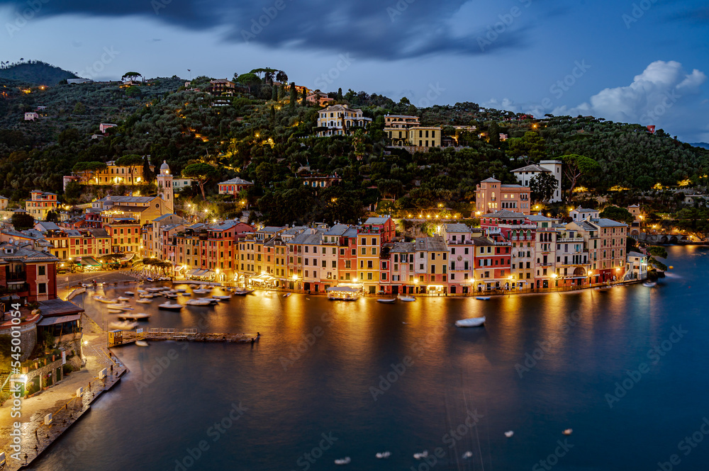 Townscape of Portofino by night