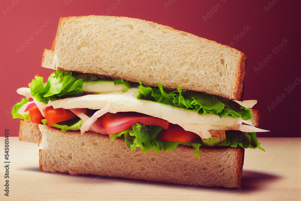 Lunch sandwich with , tomatoes, salad lettuce Lunch sandwich with , tomatoes, salad lettuce