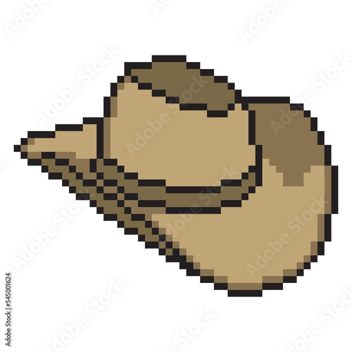 Cowboy hat pixel art on white background