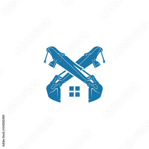 the excavator mountain home logo design